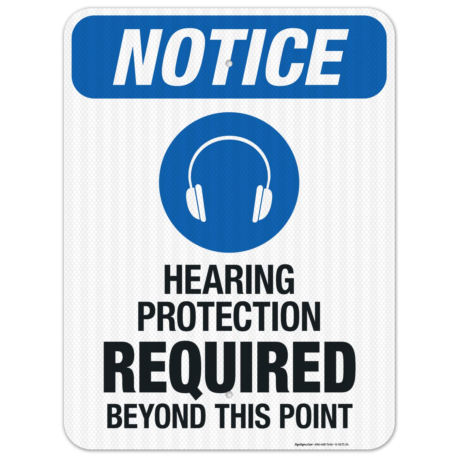 OSHA Compliant 'Hearing Protection Required Beyond This Point' Safety Sign - 18x24 Inches, 3M EGP Reflective .080 Aluminum, Fade Resistant for Indoor/Outdoor Use - Made in USA | Perfect for Construction Sites, Factories & Industrial Areas