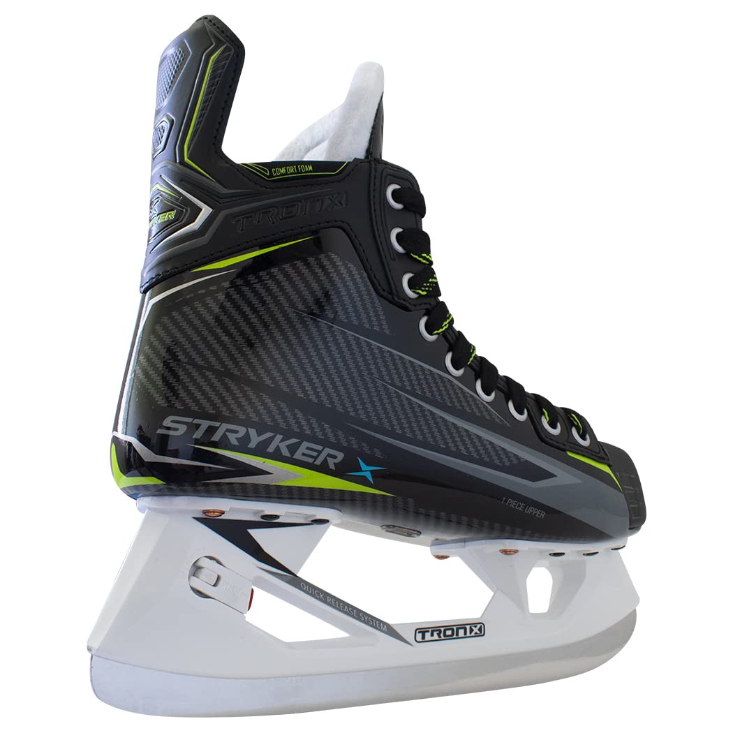 TronX Stryker Senior Adult Junior One Piece Composite Pro Ice Hockey Skates - 2023 New Model with Pro Max Stiffness - Perfect for Competitive Play, Training & Recreational Skating