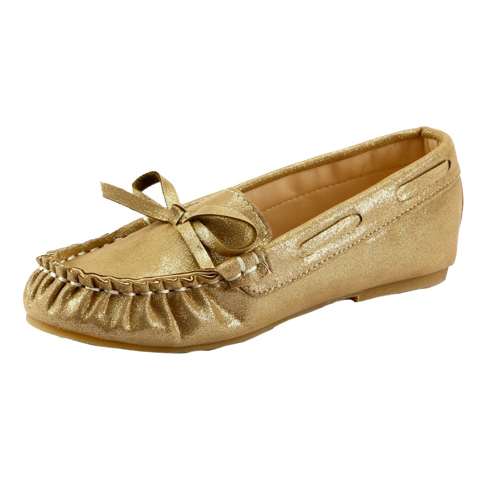 **The Doll Maker Girls' Glitter Moccasins – Toddler & Little Kid Soft Sole Shoes for Indoor & Outdoor Play**