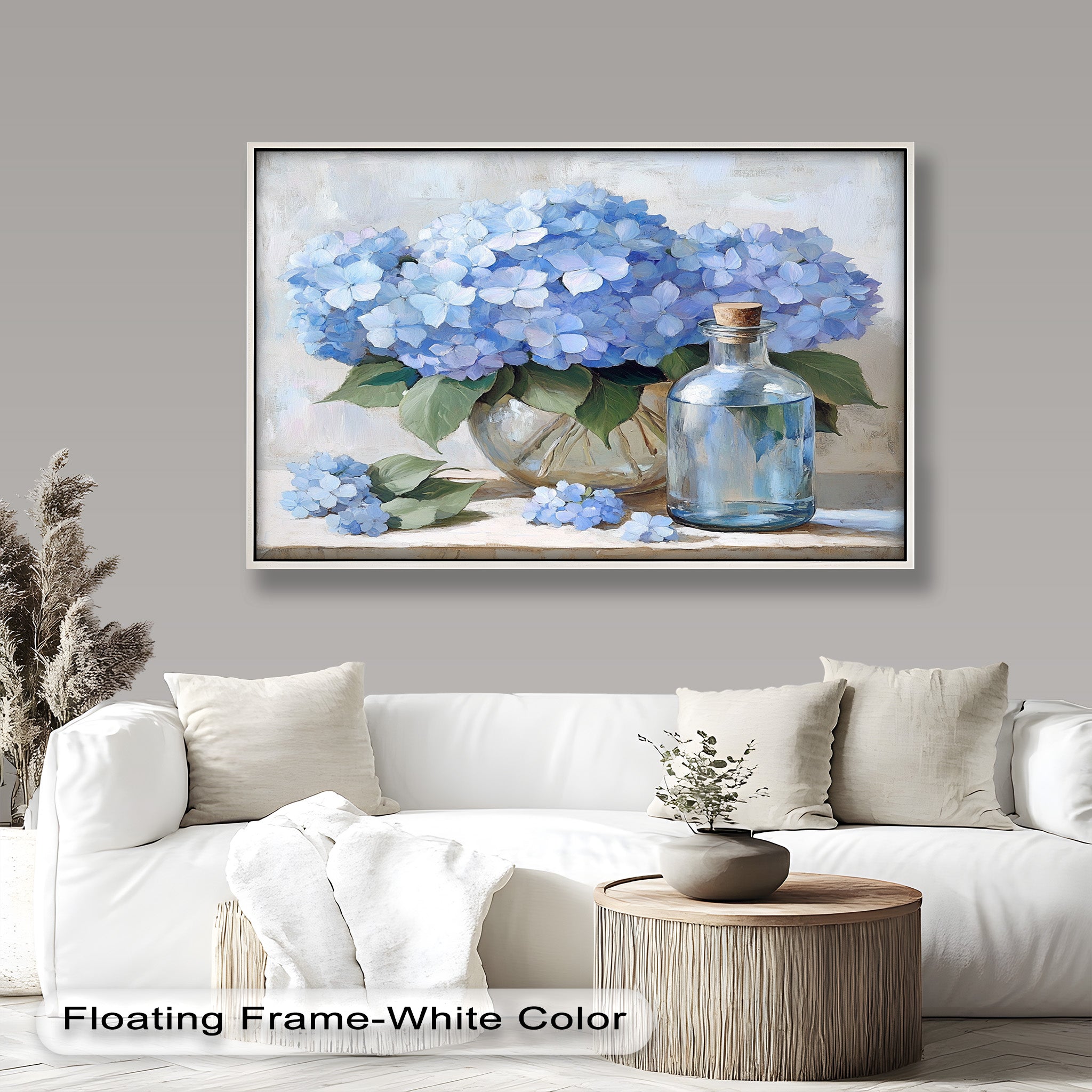 Blue Floral Still Life Oil Painting - Modern Wall Art for Living Room, Bedroom & Office Decor
