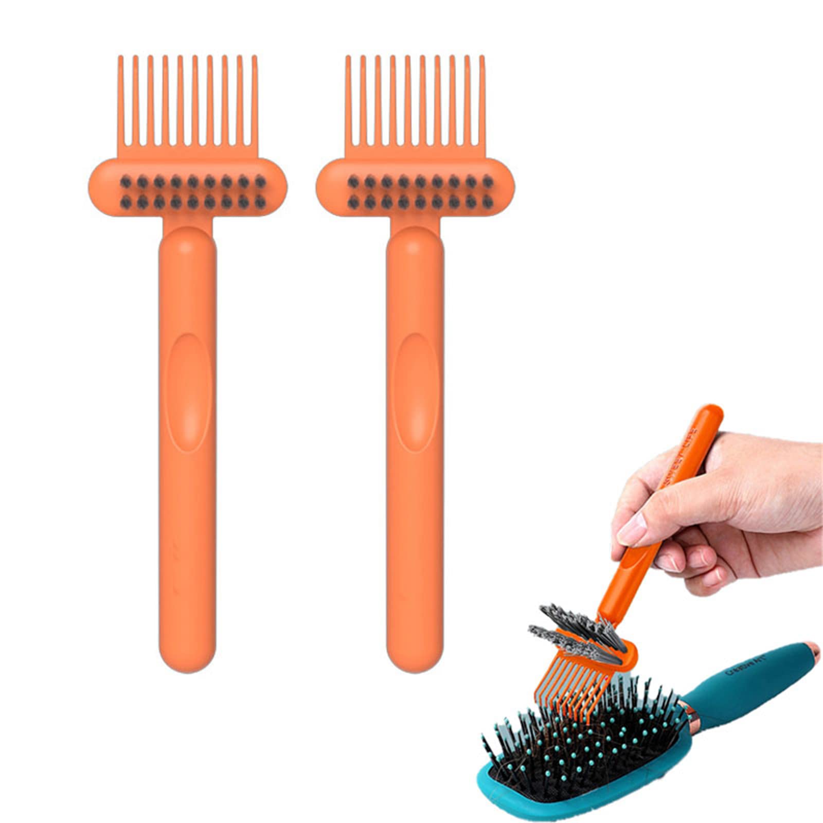 2-in-1 Comb & Hairbrush Cleaning Tool - Professional Hair Brush Cleaner with Removable Rake for Home & Salon Use - Easily Remove Hair & Dust (2 Pack) - Perfect for Stylists & Daily Hair Care