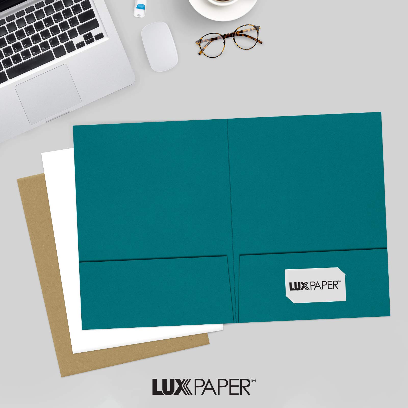 Premium 9x12 Presentation Folders - 100lb Teal Cardstock with 2 Pockets, Holds 8.5x11 Documents - Professional Office Folders for Reports, Brochures, School Projects - Business & Academic Use (Pack of 50, Teal) - Perfect for Meetings, Client Presentations & Classroom Organization