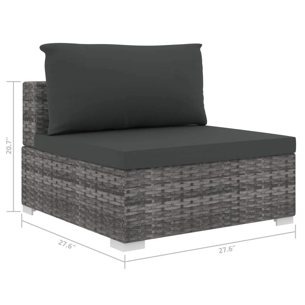 **Outdoor Patio Furniture Cushions - Gray Poly Rattan Sectional Seat Cushions for Garden, Poolside & Backyard Comfort**