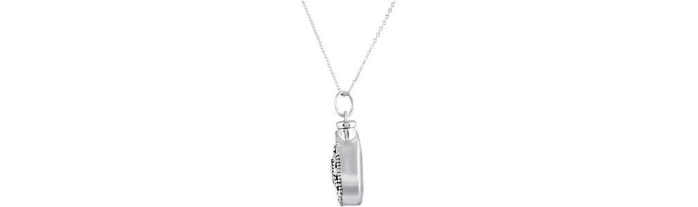 Antiqued Sterling Silver April Birthstone CZ Teardrop Cremation Urn Necklace - 18 Inch Memorial Jewelry for Ashes Keepsake - Perfect for Remembrance, Funeral & Memorial Services