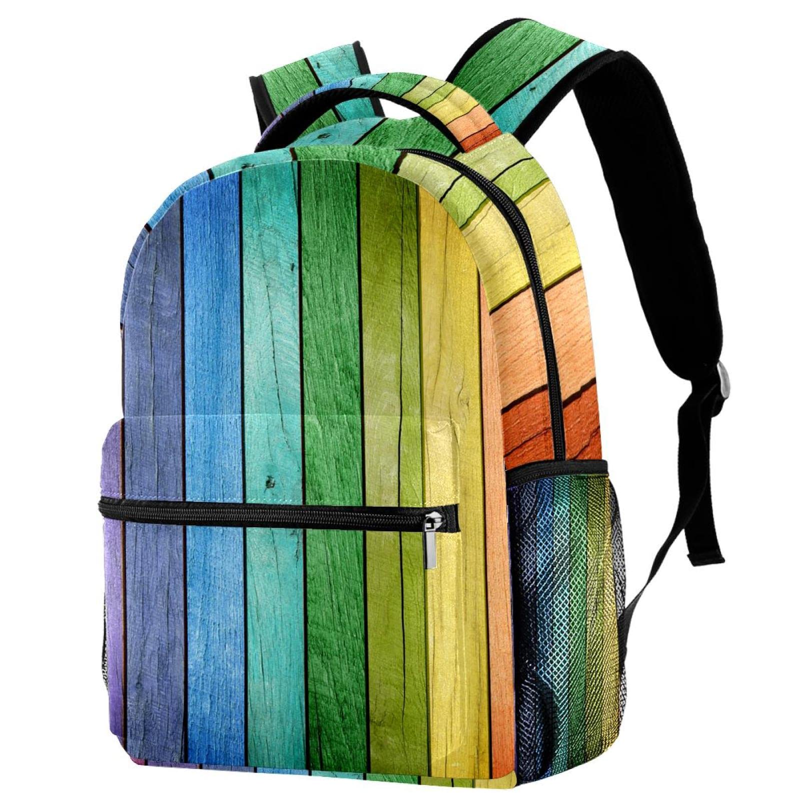 Rainbow Wood Backpack for Students - Lightweight Shoulder Bag for Travel, College & School - Stylish Tote Backpack for Women & Teens - Perfect for Daily Commute, Campus Life & Weekend Getaways