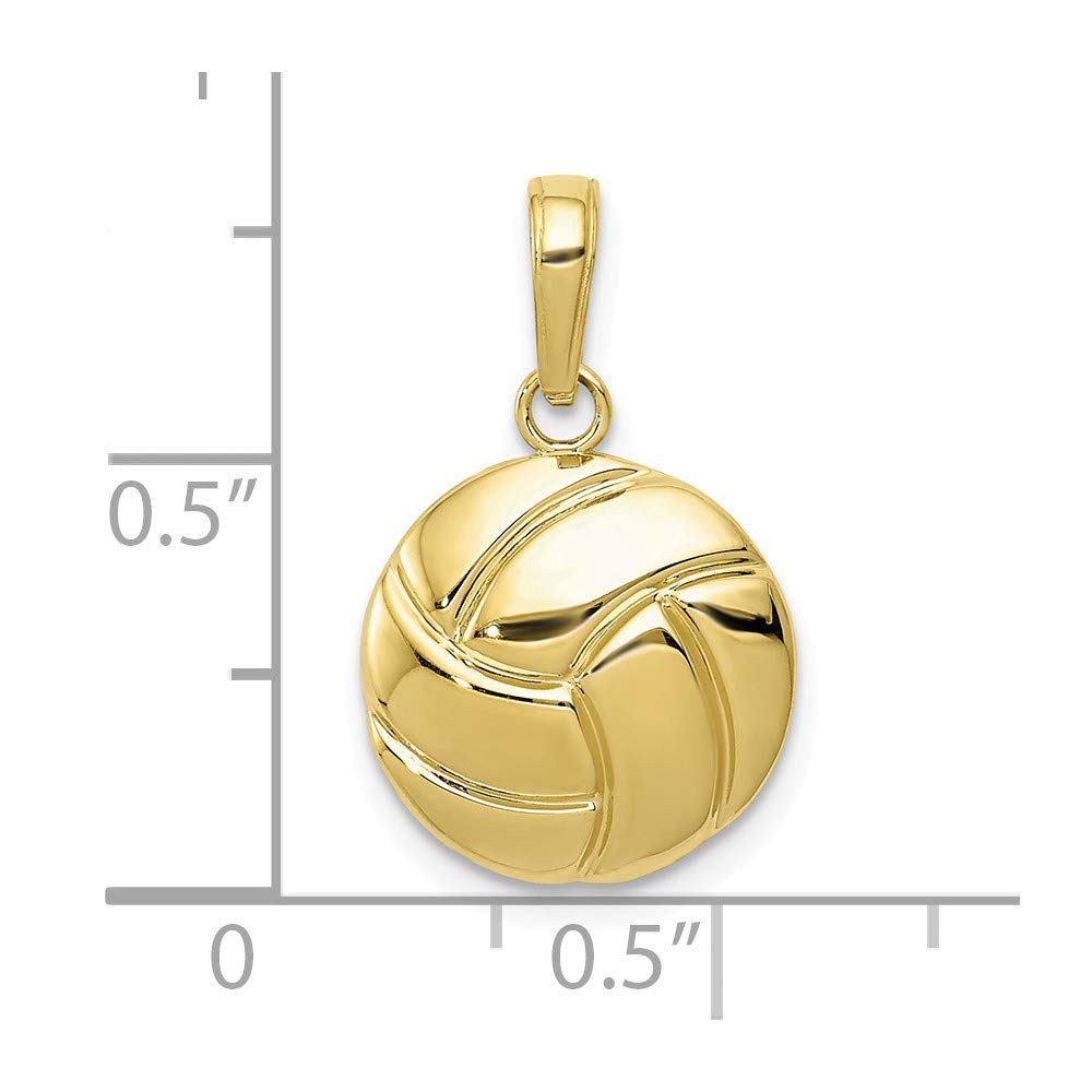 10K Yellow Gold Polished Volleyball Pendant Necklace for Women - Elegant Sports Jewelry Gift for Volleyball Players, Coaches & Fans - Perfect for Games, Practices & Everyday Wear