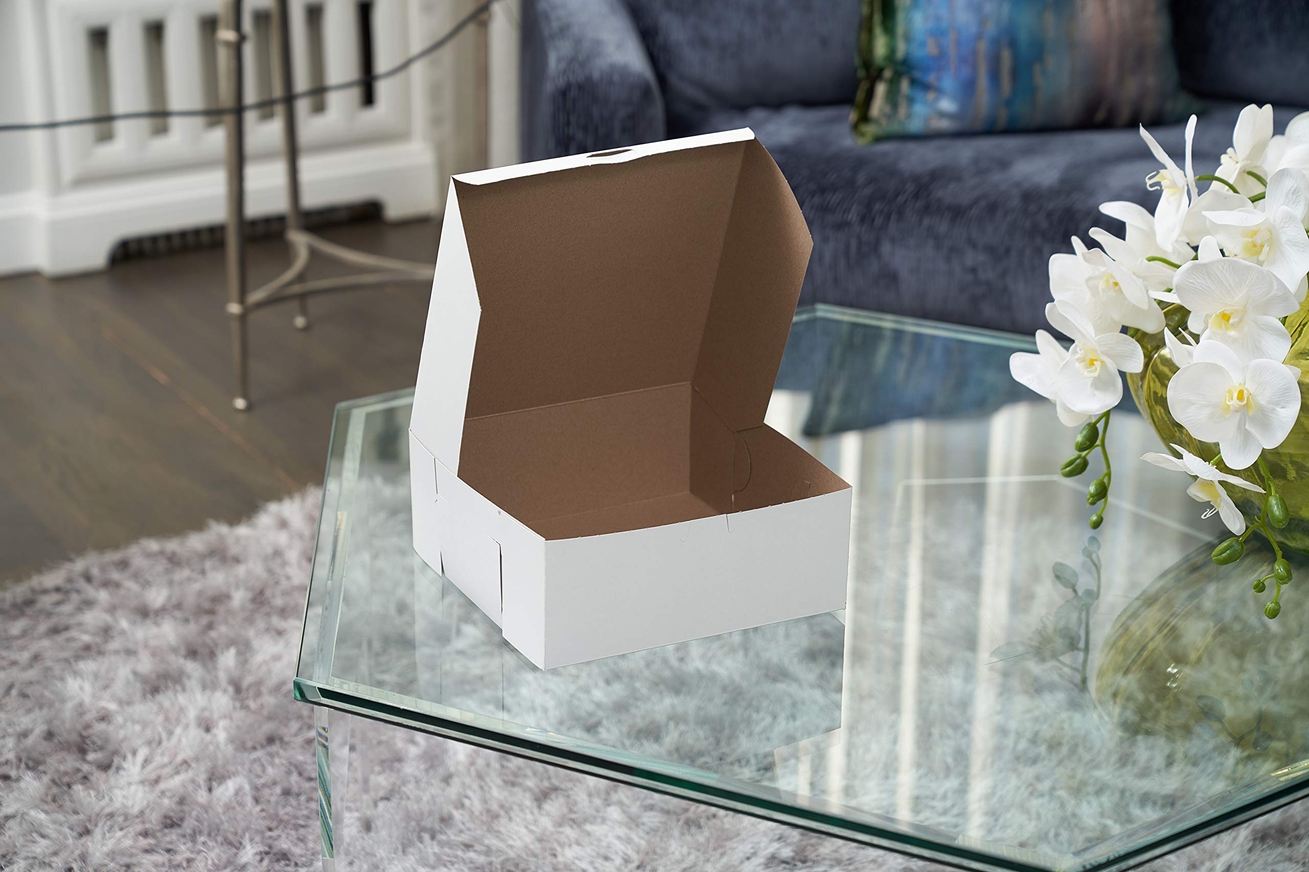 100 Pack 10x10x5 Inch White Kraft Bakery Boxes - Eco Friendly Recyclable Pastry Box for Cookies, Cakes, Pies - Perfect for Bakeries, Retail Stores, Baby Showers & Gift Packaging