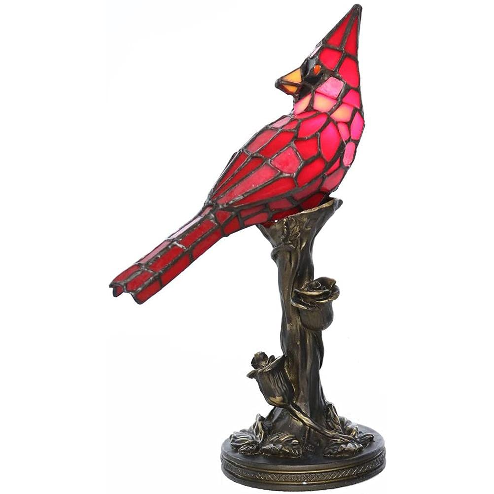 Dimengya Crystal Table Lamp - Cardinal Red Bird Stained Glass Night Light for Bedroom & Living Room Decor | Elegant Dressing Table Lamp & Desktop Ornament | Perfect for Bedside, Nursery, Home Office & Gift Giving
