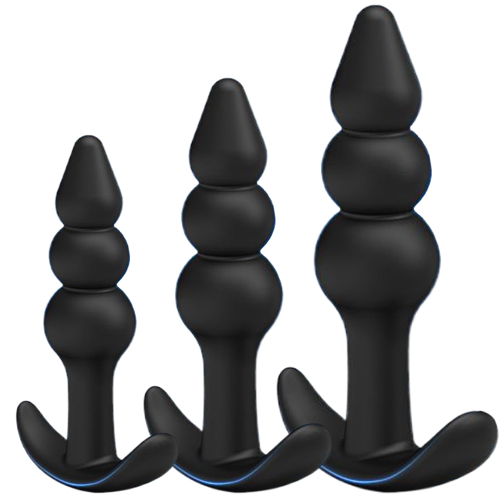 Premium 3-Piece Silicone Anal Plug Set for Men & Women - Comfortable Long-Term Wear, Flared Base Safety Design, Prostate Massage & Anal Training Kit (Black) | Perfect for Beginners, Couples Play & Solo Pleasure