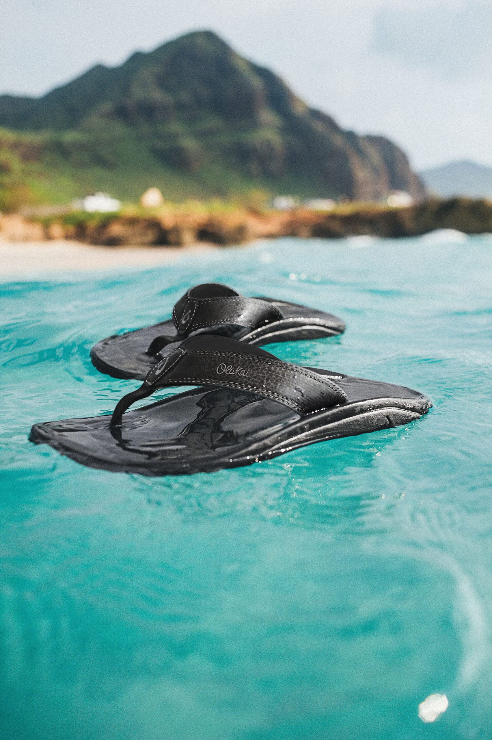 OluKai Men's Ohana Sandals - Black/Black Size 14 D (Medium) - Comfortable Waterproof Beach & Casual Walking Shoes for Men