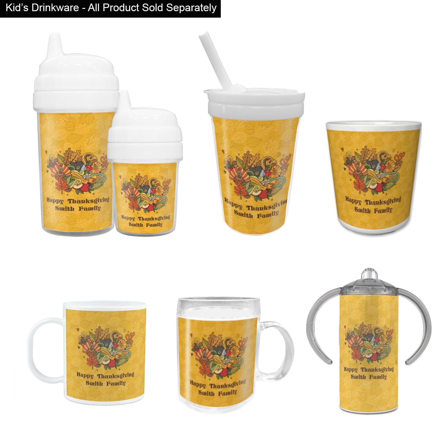 Personalized Happy Thanksgiving Plastic Tumbler 6oz - Custom Name Holiday Cup for Parties, Office Celebrations & Family Gatherings