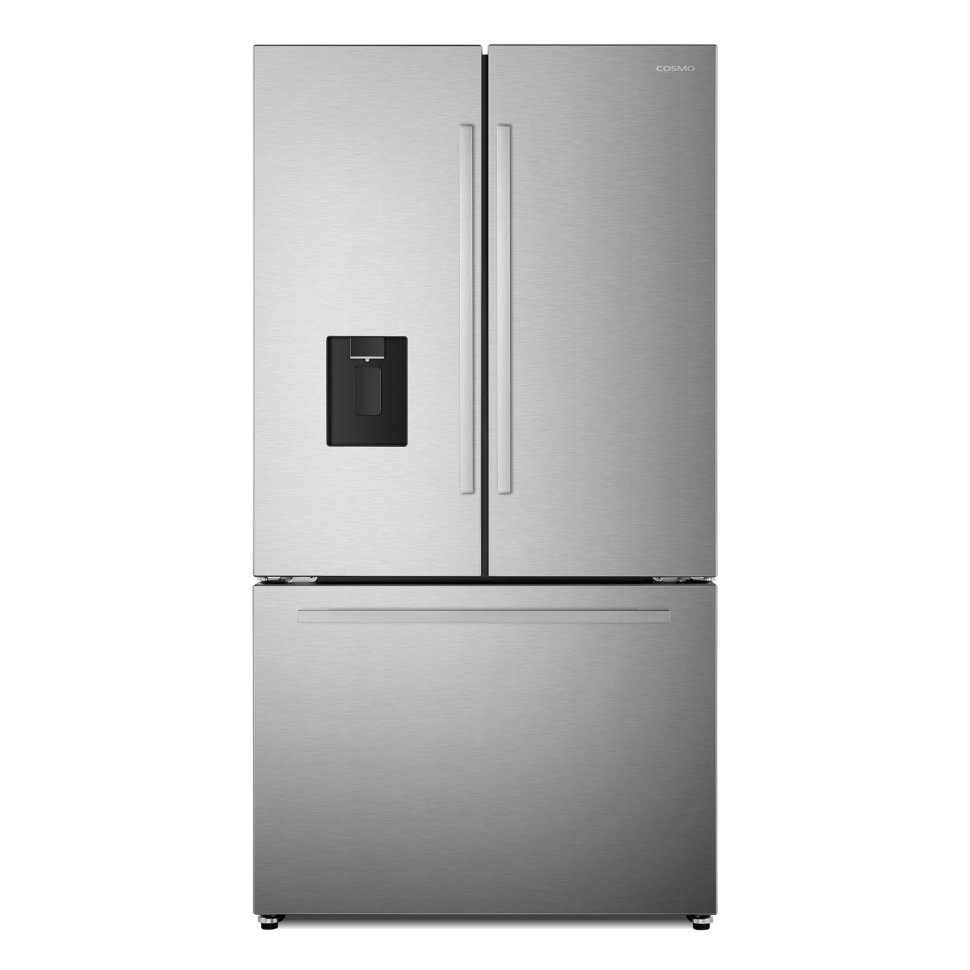 COSMO COS-FDR223GWSS 36-Inch Stainless Steel Counter-Depth French Door Refrigerator with Built-In Water Dispenser & Automatic Ice Maker - Perfect for Modern Kitchens, Entertaining & Family Use