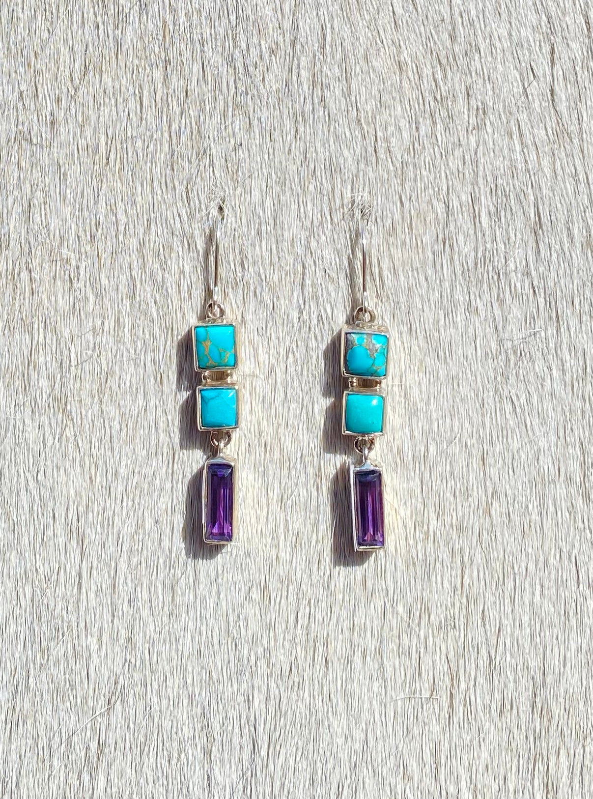 Natural Turquoise Amethyst Drop Earrings for Women - Elegant Boho Jewelry for Parties, Weddings & Everyday Wear
