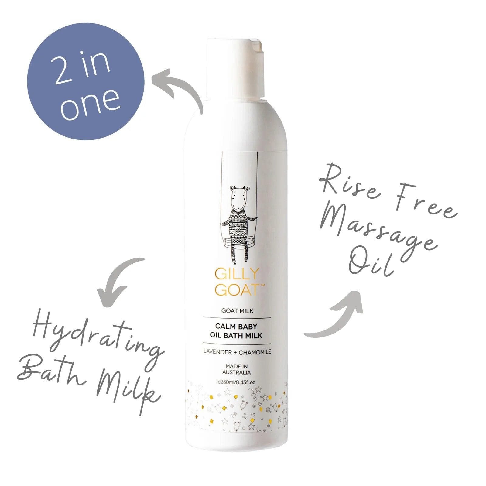 Gilly Goat Calm Baby Oil Bath Milk 250ml - Natural & Gentle Baby Wash for Sensitive Skin | Perfect for Relaxing Bath Time & Bedtime Routine