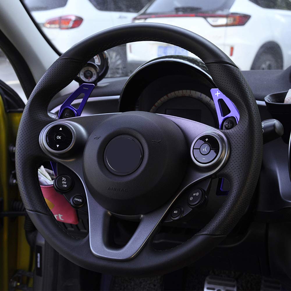 Premium Metal Alloy Steering Wheel Paddle Shifter Extension Kit - Compatible with Mercedes-Benz Smart Fortwo 451 (2009-2017) & Forfour 453 (2015-2017) - Blue Shift Paddle Blade Replacement & Decorative Upgrade for Enhanced Driving Experience - Perfect for Racing Enthusiasts & Custom Car Modifications