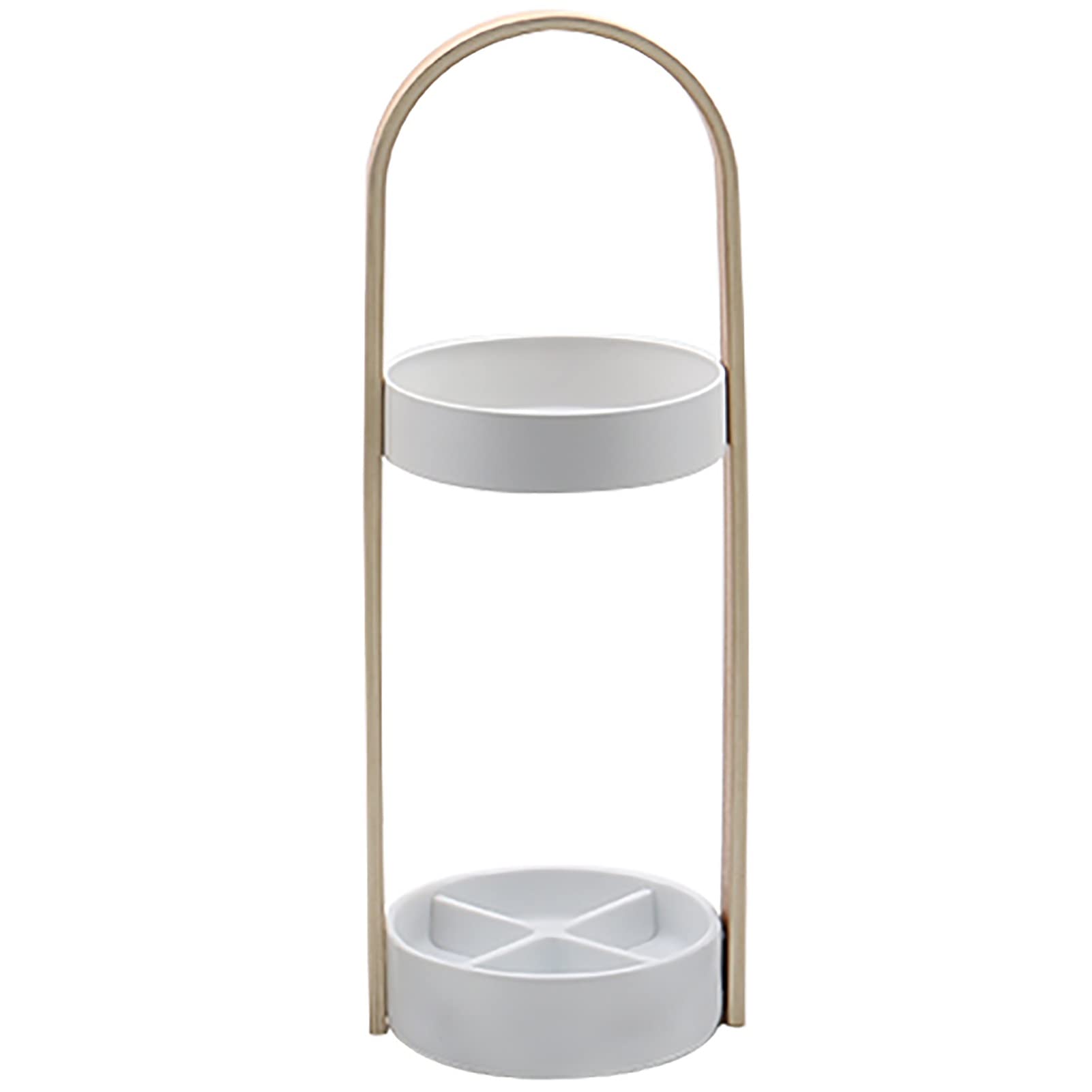 European Style Round Umbrella Stand with Metal Base & 2 Hooks - Wooden Handle Umbrella Holder for Entryway, Hallway, Hotel Lobby - Perfect for Home, Office & Commercial Spaces (White)