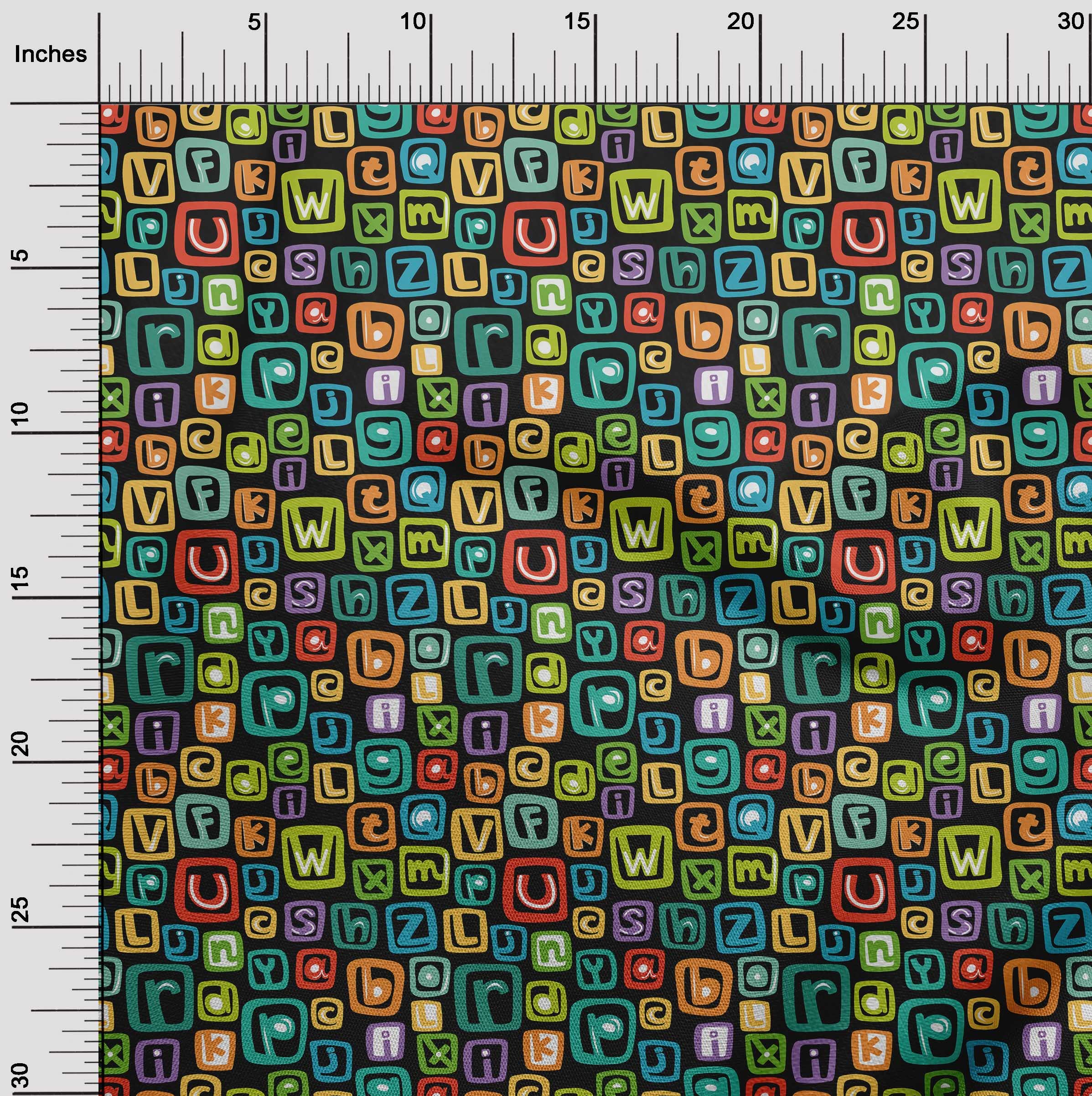 Premium Black Silk Tabby Fabric for Kids Alphabet Print - 42 Inch Wide DIY Sewing Material for Clothing, Quilting & Crafts - Perfect for Dresses, Shirts & Home Decor Projects