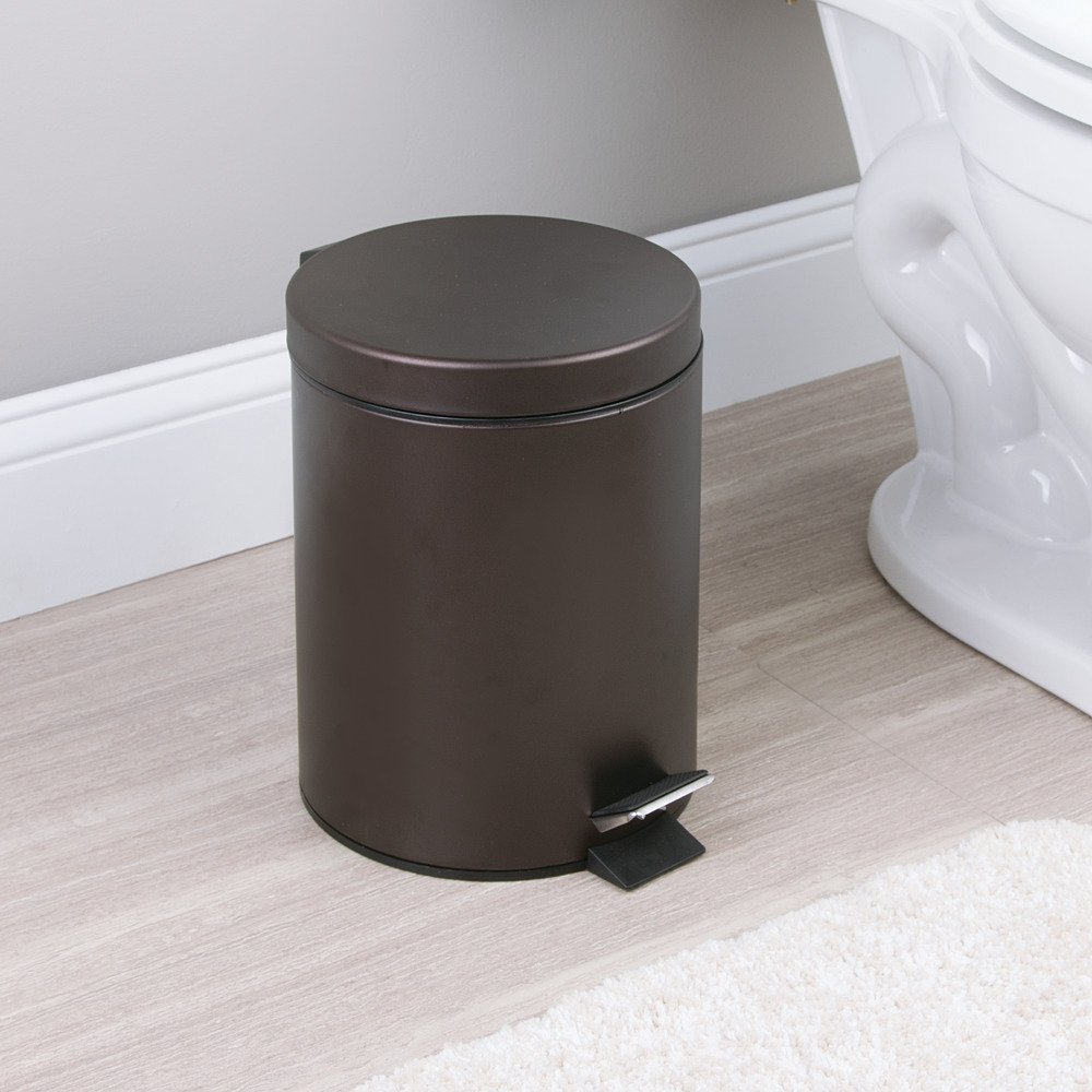 Rocky Mountain Goods 1.85 Gallon Small Step Trash Can - Heavy Duty Metal Foot Pedal Waste Bin with Removable Inner Pail - Perfect for Bathroom, Bedroom & Office - Venetian Bronze Finish | Space-Saving Solution for Homes & Workspaces