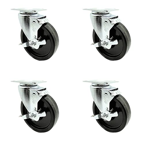 4 Swivel - Top Lock Brakes - Black