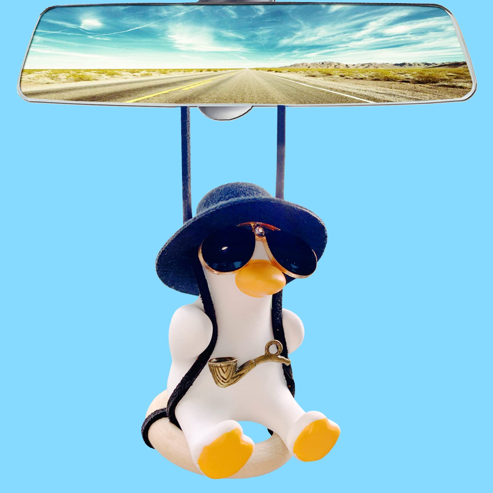 Swinging Duck Car Hanging Ornament - Cute Rearview Mirror Decor for Women & Men | Fun Car Accessories for Road Trips & Daily Commutes