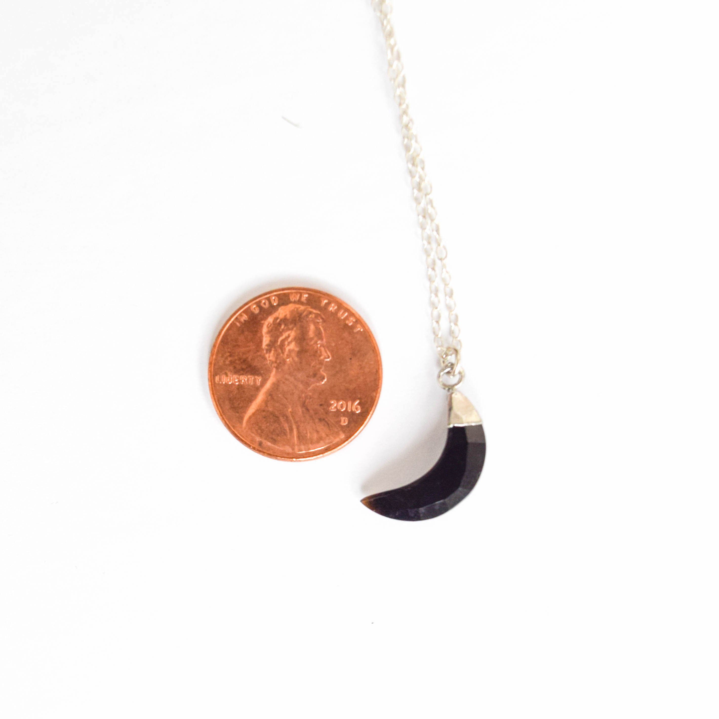 Onyx Crystal Moon Charm Necklace - Elegant Black Gemstone Jewelry for Women | Perfect for Everyday Wear, Meditation & Spiritual Healing
