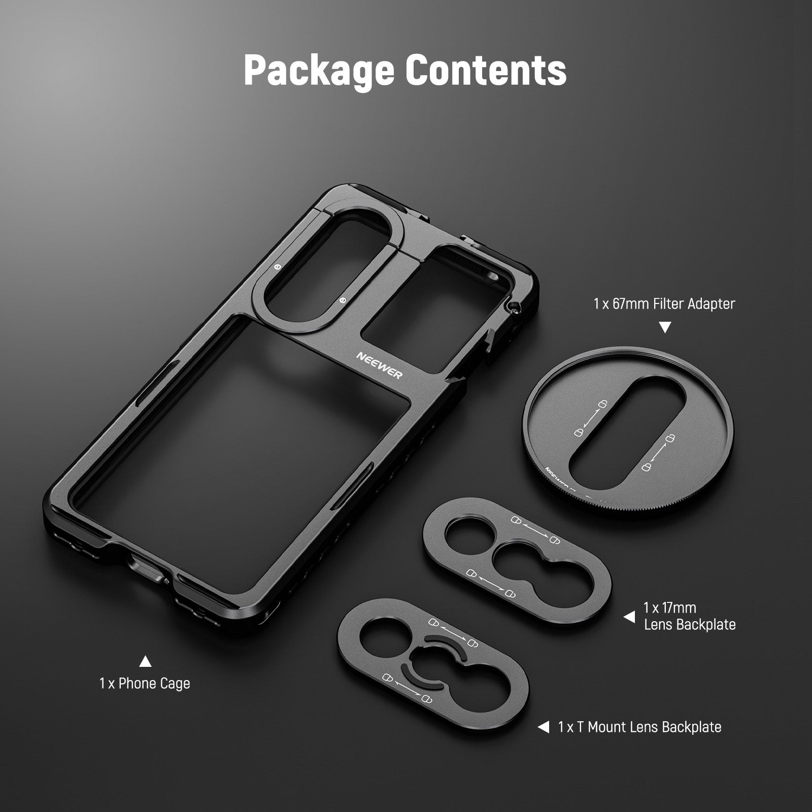 NEEWER PA086/PA087 Smartphone Cage Mount for Sony Xperia PRO I & Xperia 1 V - Durable Aluminum Alloy Phone Rig with Cold Shoe Mount & 1/4