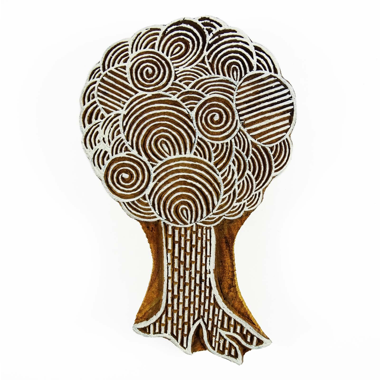 Hand Carved Wooden Tree Stamp for Fabric Printing - Eco-Friendly DIY Textile Art Stamp for Scrapbooking, Card Making & Home Decor