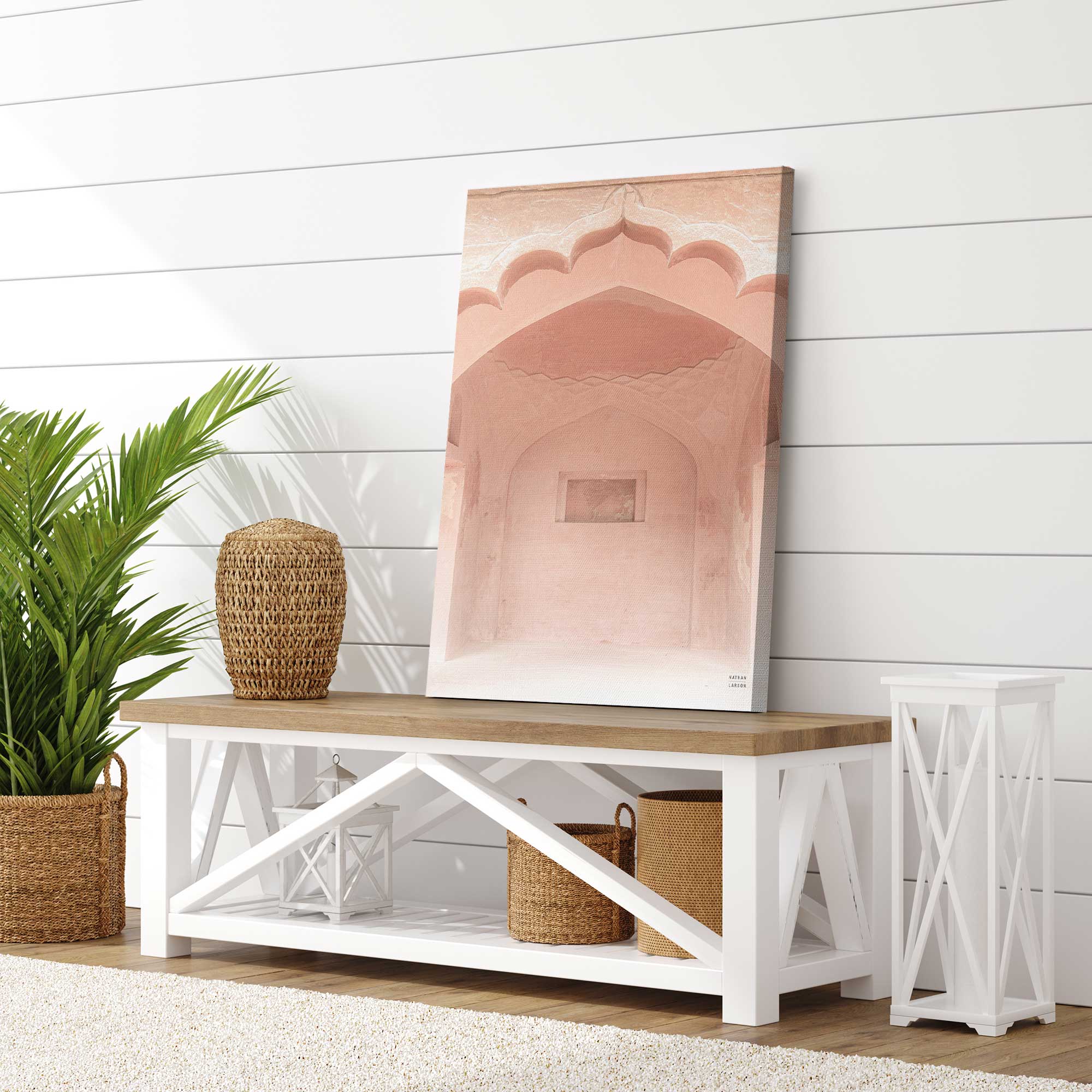 Desert Rose Alcove Canvas Wall Art Print - Handmade Floral Painting for Living Room, Bedroom & Office Decor
