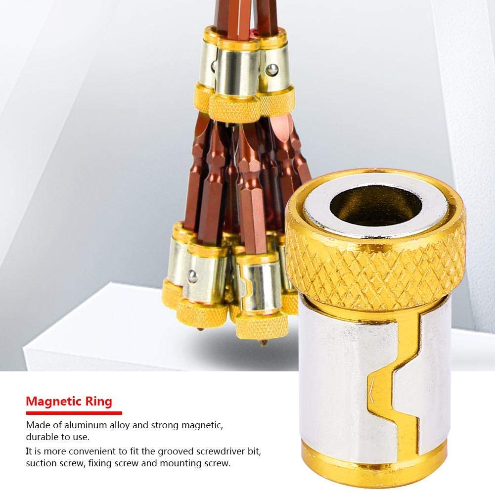 5Pcs Magnetic Screwdriver Bit Holder Rings - 15x23mm Aluminum Alloy Magnetizer for 1/4