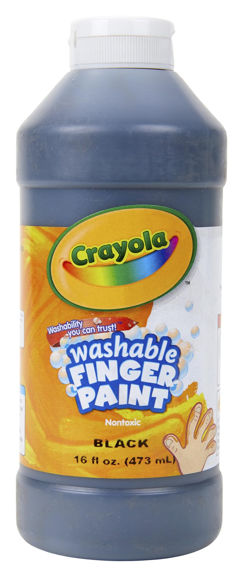 Crayola Washable Finger Paint - Black (16 Oz), Non-Toxic Toddler Art Supplies for Kids Classroom & Home Crafts, Easy to Clean & Safe for Children - Perfect for DIY Projects, Preschool Activities & Creative Play