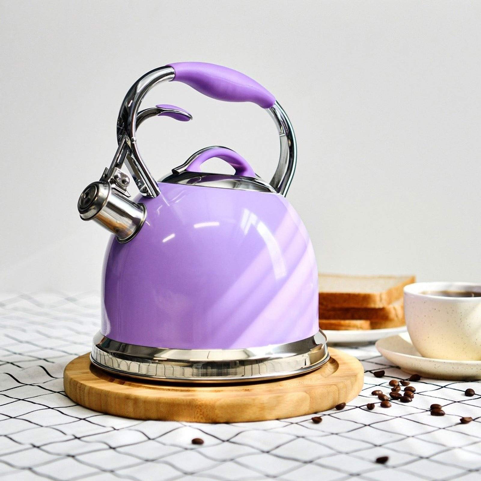 2.6 qt Stainless Steel Whistling Tea Kettle - Stovetop Safe for Gas & Electric Cooktops - Perfect for Kitchen, Restaurant, Office & Camping Use
