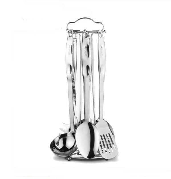 Dorsch 7-Piece Kitchen Utensil Set - Stainless Steel Cooking Tools with Non-Slip Handles - Perfect for Baking, Cooking, and Serving - Ideal for Home Chefs and Professional Kitchens