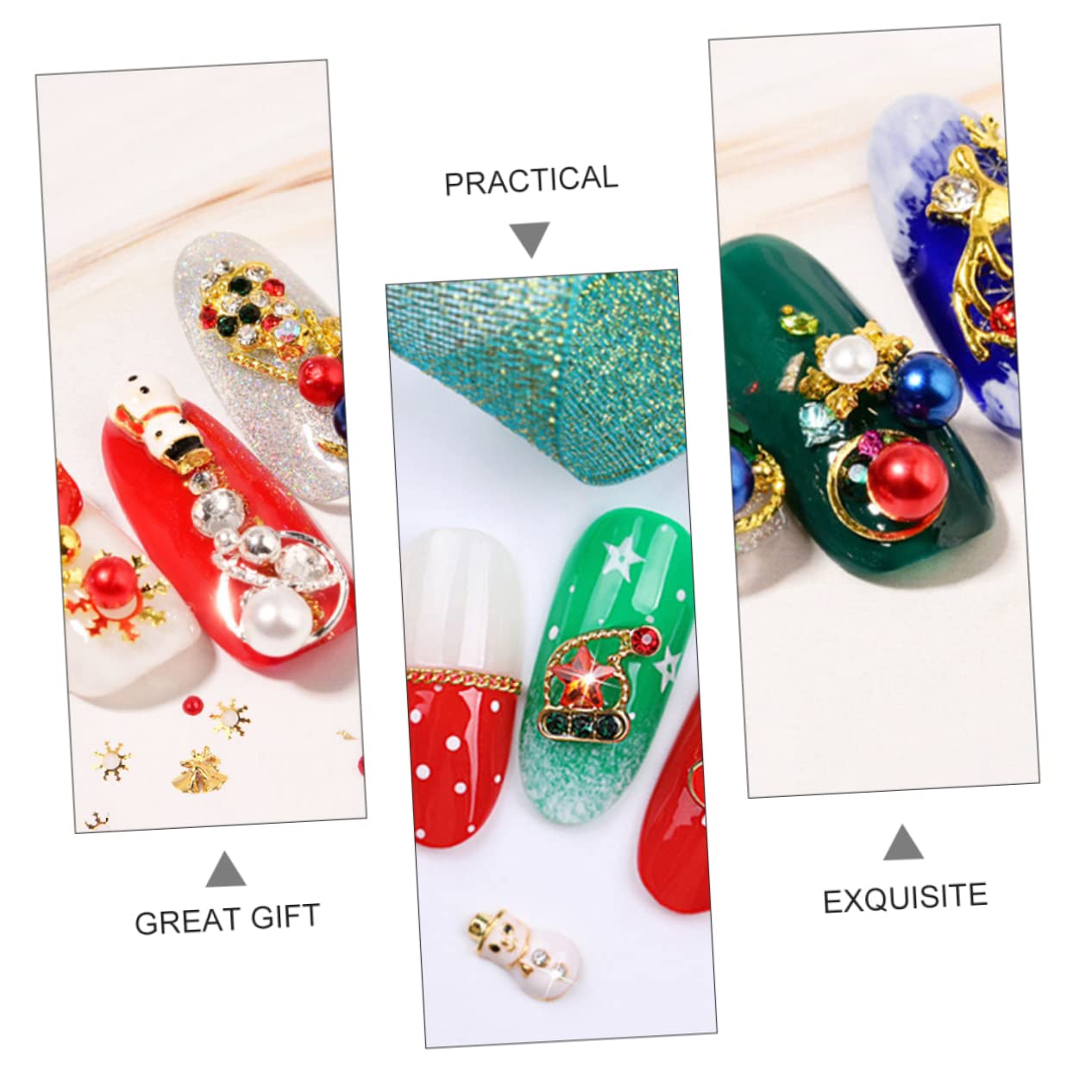 LALAFINA 6 Boxes Christmas Nail Art Decorations Kit - Festive Nail Stickers, Metal Trim Tips & Alloy Decals for Holiday Manicure | Perfect for Christmas Parties, Gift Giving & DIY Nail Art