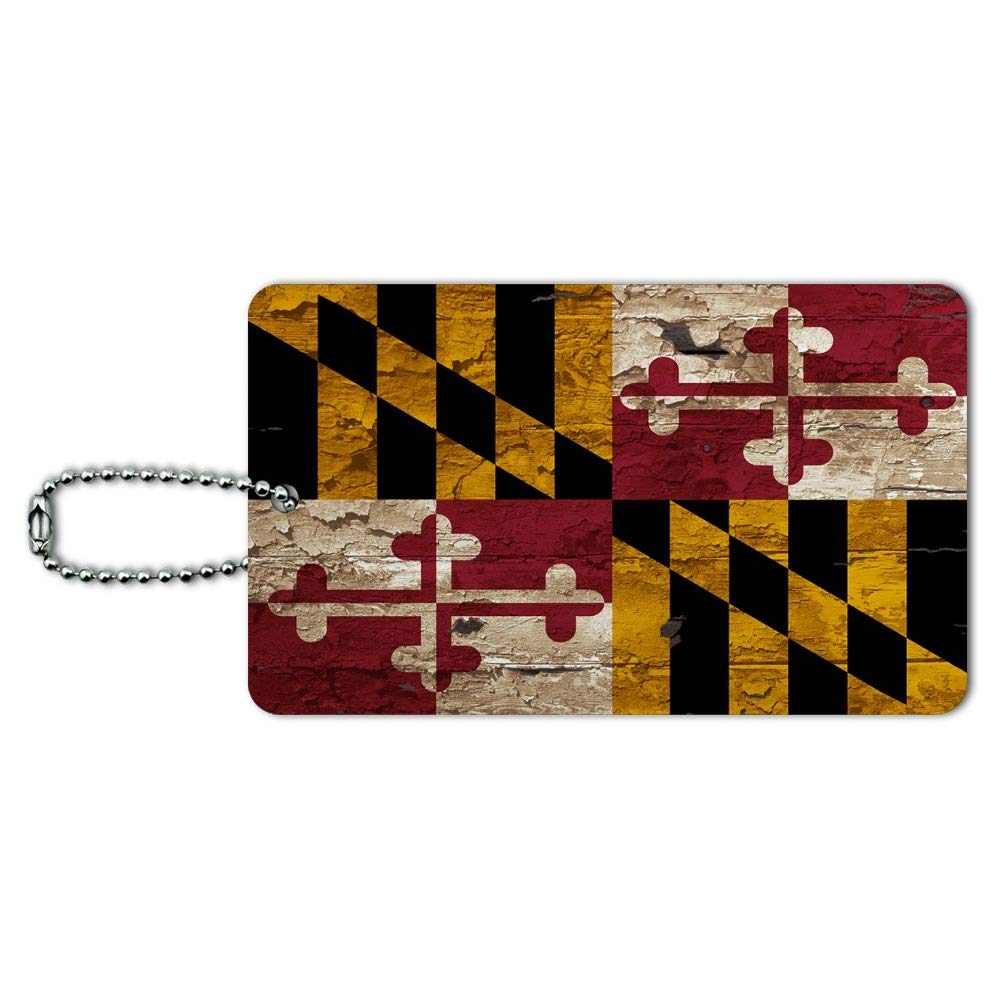 Vintage Distressed Maryland State Flag Luggage Tag - Personalized Suitcase ID Tag for Travel, Carry-On Bags & Backpacks | Perfect for Airports, Road Trips & College Dorms