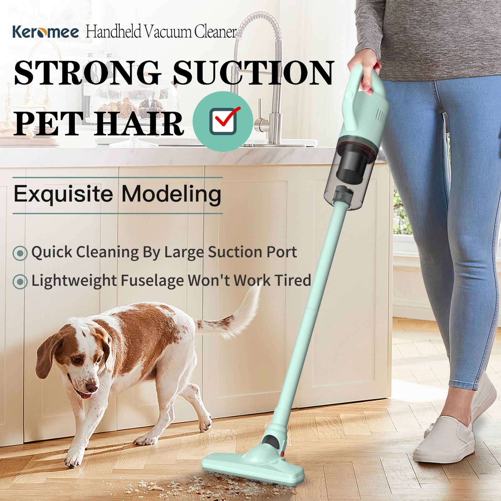 Lightweight Cordless Stick Vacuum Cleaner - 2-in-1 Handheld for Pet Hair, Hardwood Floors & Cat Litter | Perfect for Quick Home Cleaning & Small Spaces