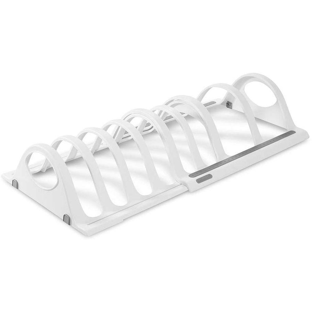 Madesmart Expandable Bakeware Organizer - Adjustable Kitchen Drawer Organizer for Baking Pans, Cookie Sheets & Cutting Boards - White - Perfect for Pantry, Cabinet & Kitchen Storage Organization