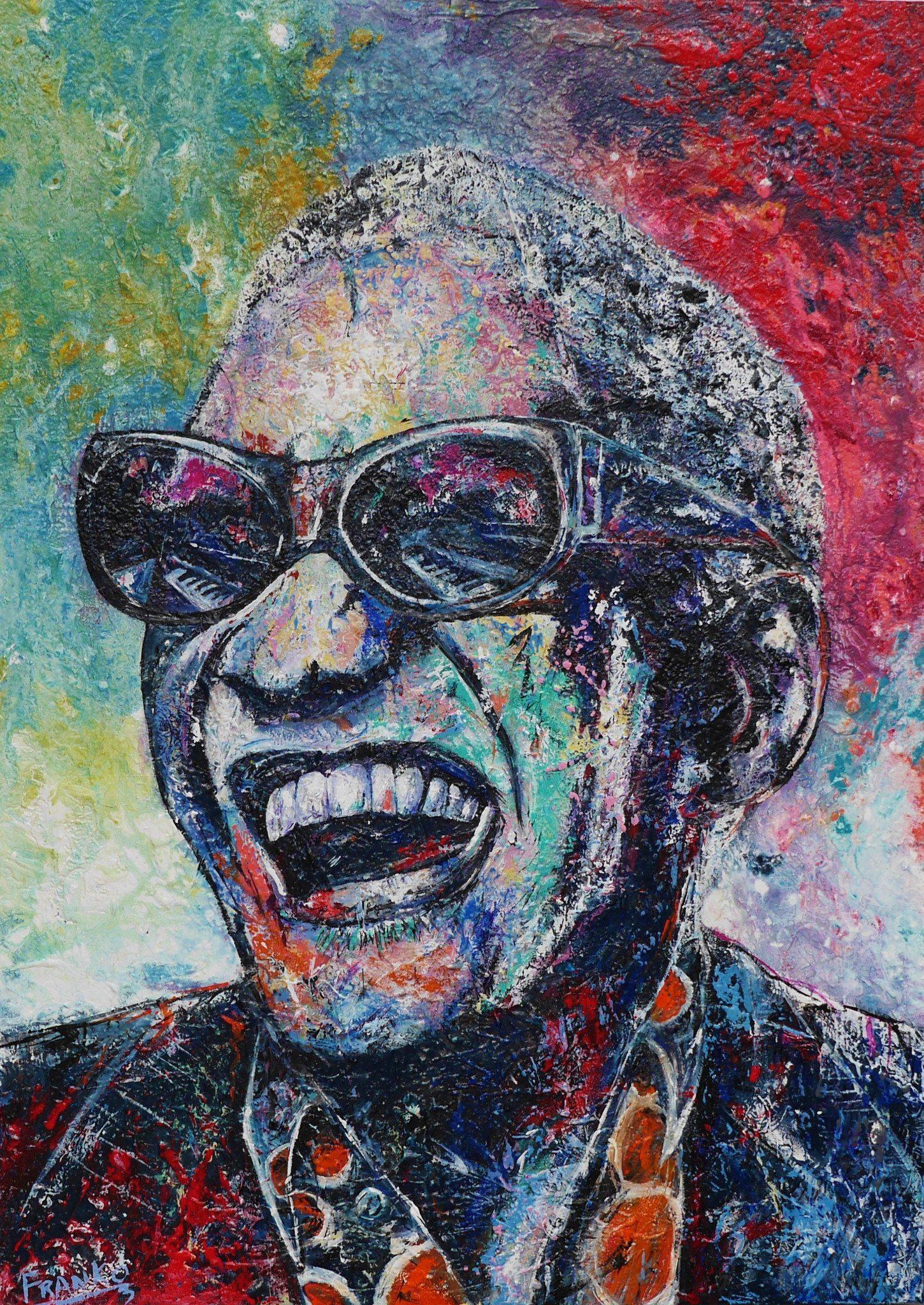 Ray Charles Night Time Is The Right Time Canvas Art Print 55x39 Inches - Perfect for Living Room Wall Decor, Music Lover Gifts & Jazz Themed Home Design