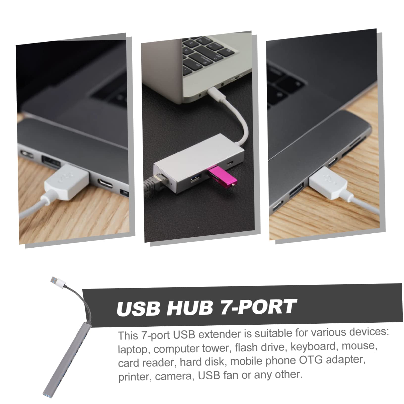 CIYODO 7-Port USB 3.0 Hub Adapter for Laptop, Computer & PC - High-Speed Data Transfer USB Splitter with LED Indicators - Perfect for Home Office, Gaming & Multi-Device Charging
