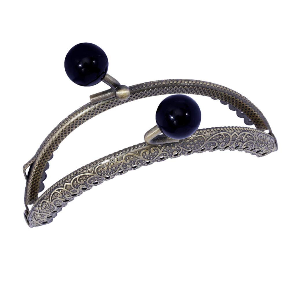 SUPVOX 8.5cm Metal Purse Frame with Pearl Kiss Clasp - DIY Semicircular Arch Coin Bag Clutch for Handbag Making (Black) - Perfect for Crafting, Sewing Projects & Vintage Style Purses