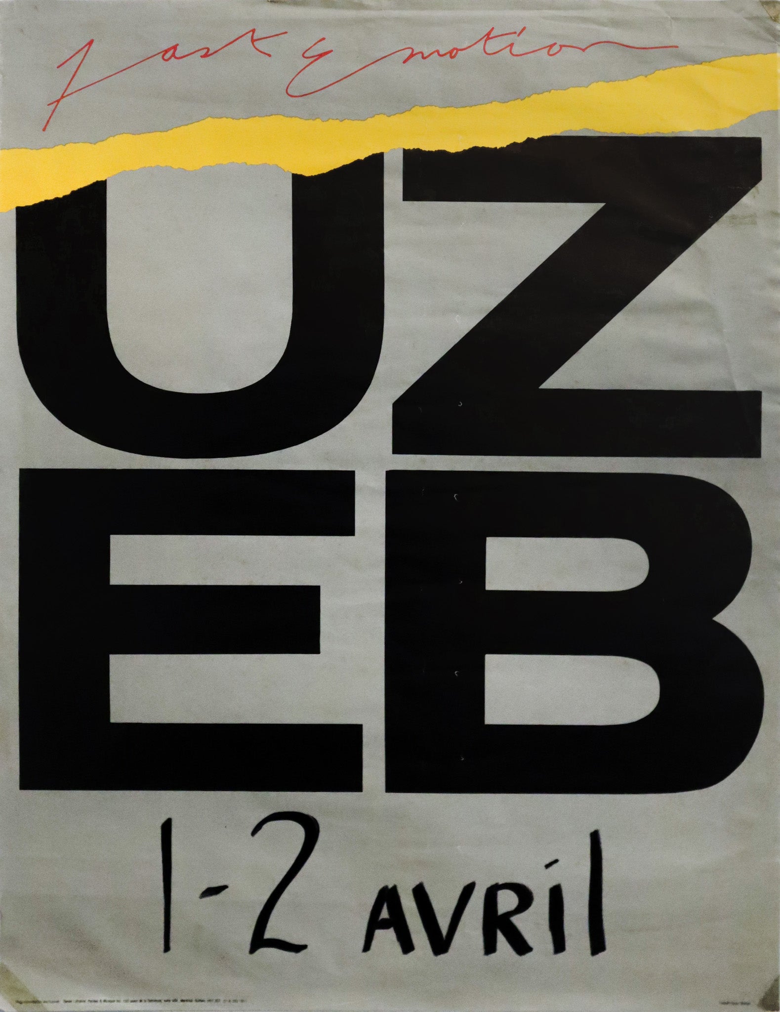 1982 Quebec UZEB Fast Emotions Vintage Concert Poster - Rare Collectible Music Memorabilia for Fans & Home Decor