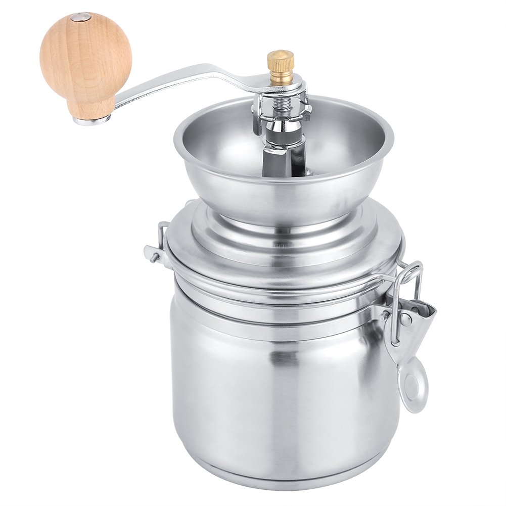 Premium Manual Coffee Grinder - Adjustable Stainless Steel Burr Mill for Coffee Beans, Spices & Nuts | Portable Hand Crank Coffee Maker for Home, Office & Cafe Use | Perfect Gift for Coffee Lovers (Silver) | Ideal for Camping, Travel & Daily Brewing