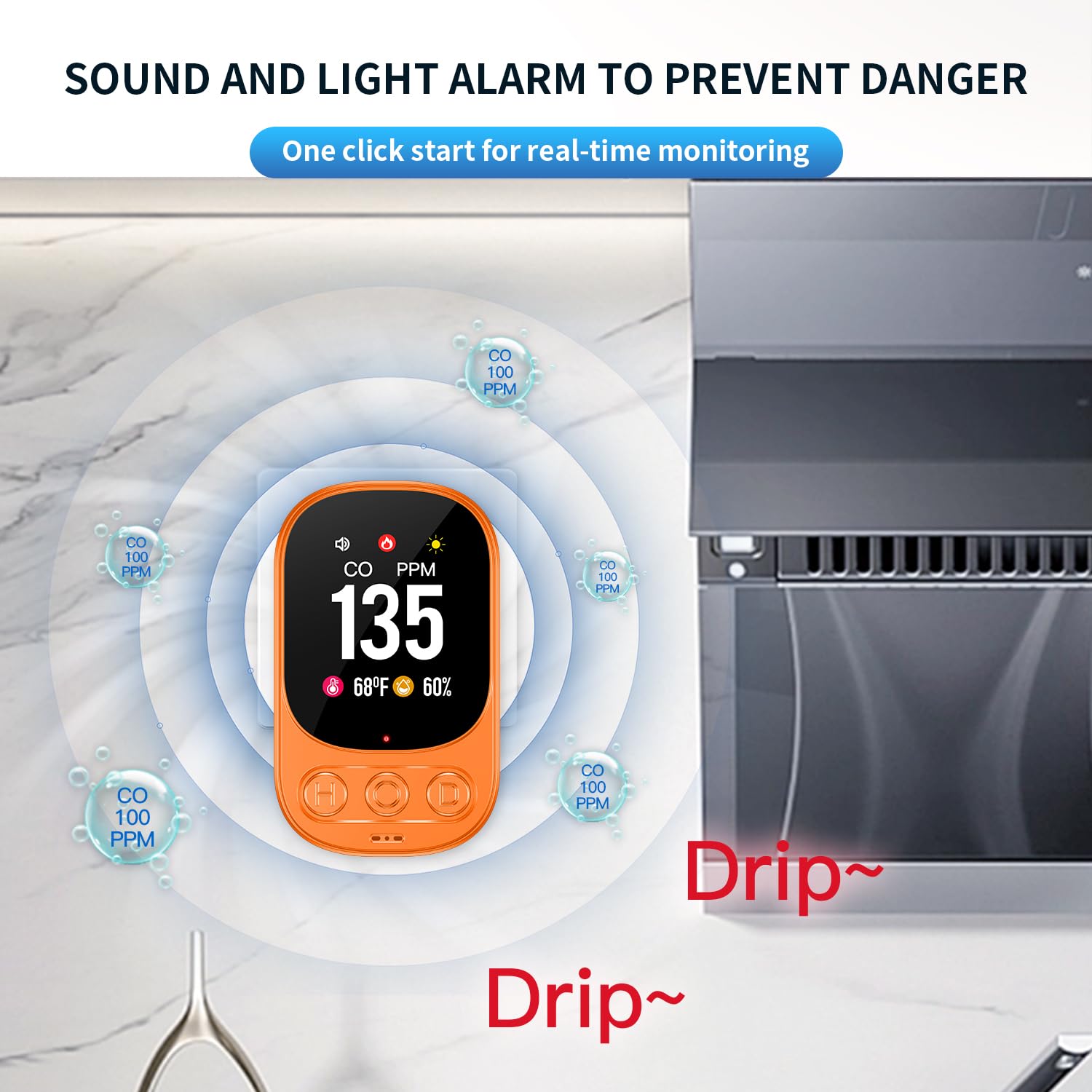 3-in-1 Plug-in Carbon Monoxide Detector with Temperature & Humidity Monitor - 2.1