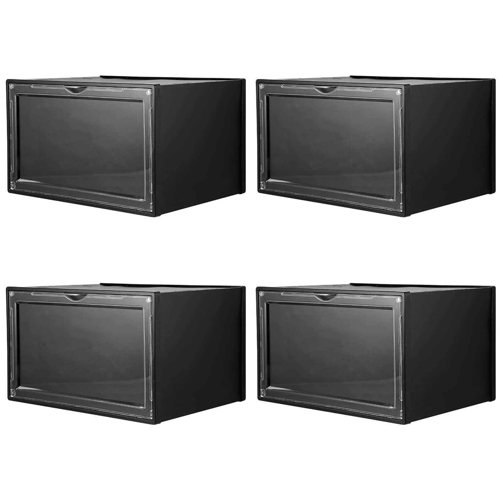 IMIKEYA 4-Pack Clear Shoe Organizer Box - Stackable Sneaker Storage Containers with Front Opening | Perfect for Basketball Shoe Display, Closet Organization & Sneaker Collection Showcase
