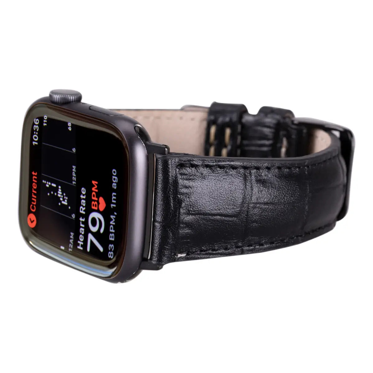 Premium Black Crocodile Pattern Leather Apple Watch Band - Stylish & Durable Replacement Strap for Apple Watch Series 1/2/3/4/5/6/7/8/SE - Perfect for Business, Casual & Formal Occasions