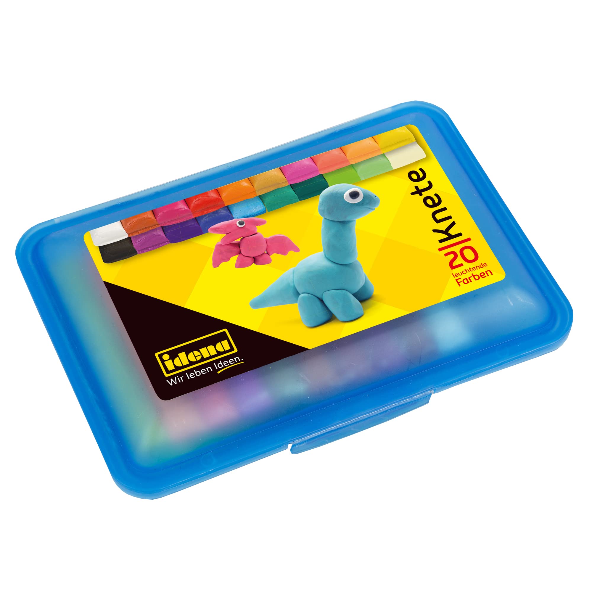 Idena 68125 Modeling Dough Set - 20 Colorful Play Dough Bars in Blue Storage Box for Kids Arts & Crafts, Sensory Play, and Creative Learning Activities