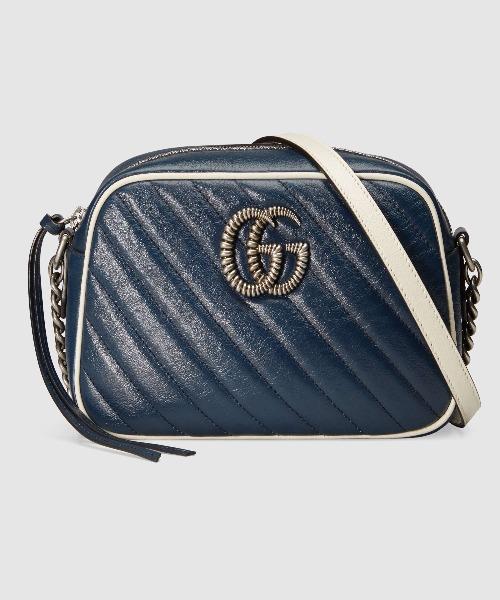 Gucci GG Marmont Matelassé Leather Shoulder Bag in Blue - Luxury Crossbody Purse for Women, Perfect for Date Night & Evening Events