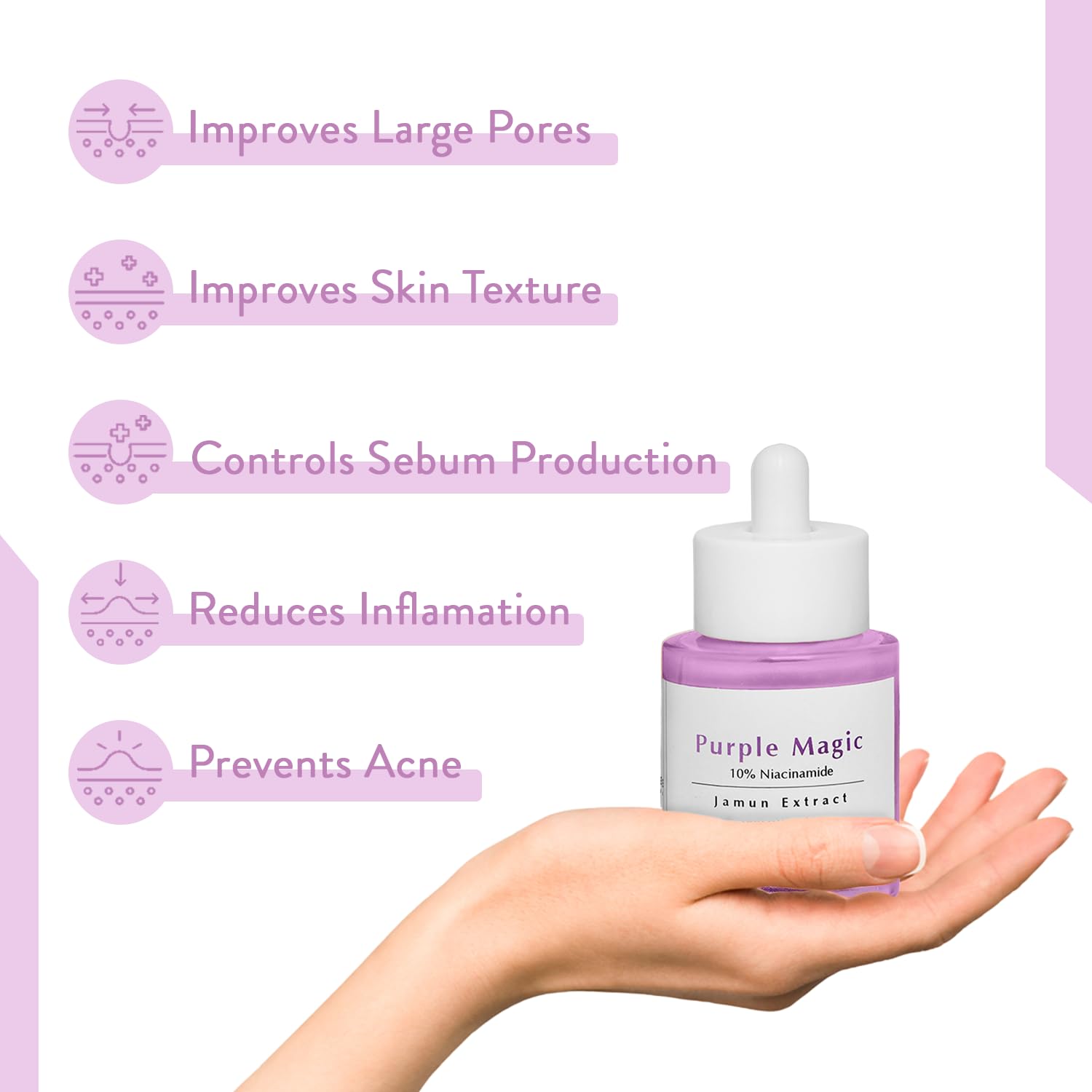 Faith & Patience Purple Magic Niacinamide Face Serum for Acne Marks & Oil Control with Zinc – Clarifying Serum for Oily & Acne-Prone Skin | 30ml | Brightening & Hydrating | Perfect for Daily Skincare Routine & Nighttime Use