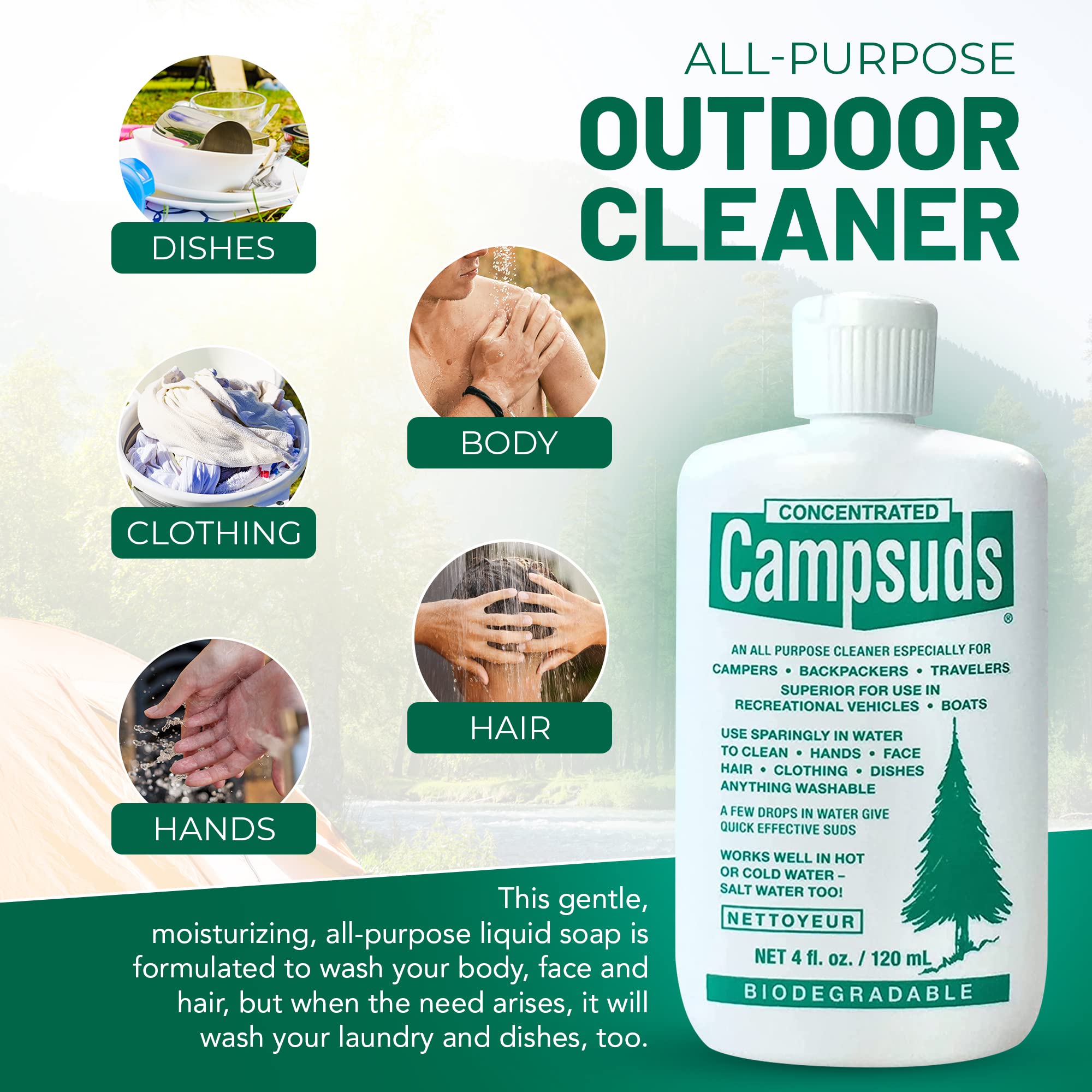 Premium Biodegradable Camping Soap - All-Natural Outdoor Essential for Hiking & Backpacking - 4oz (3-Pack) - Perfect for Dishes, Clothes & Personal Care