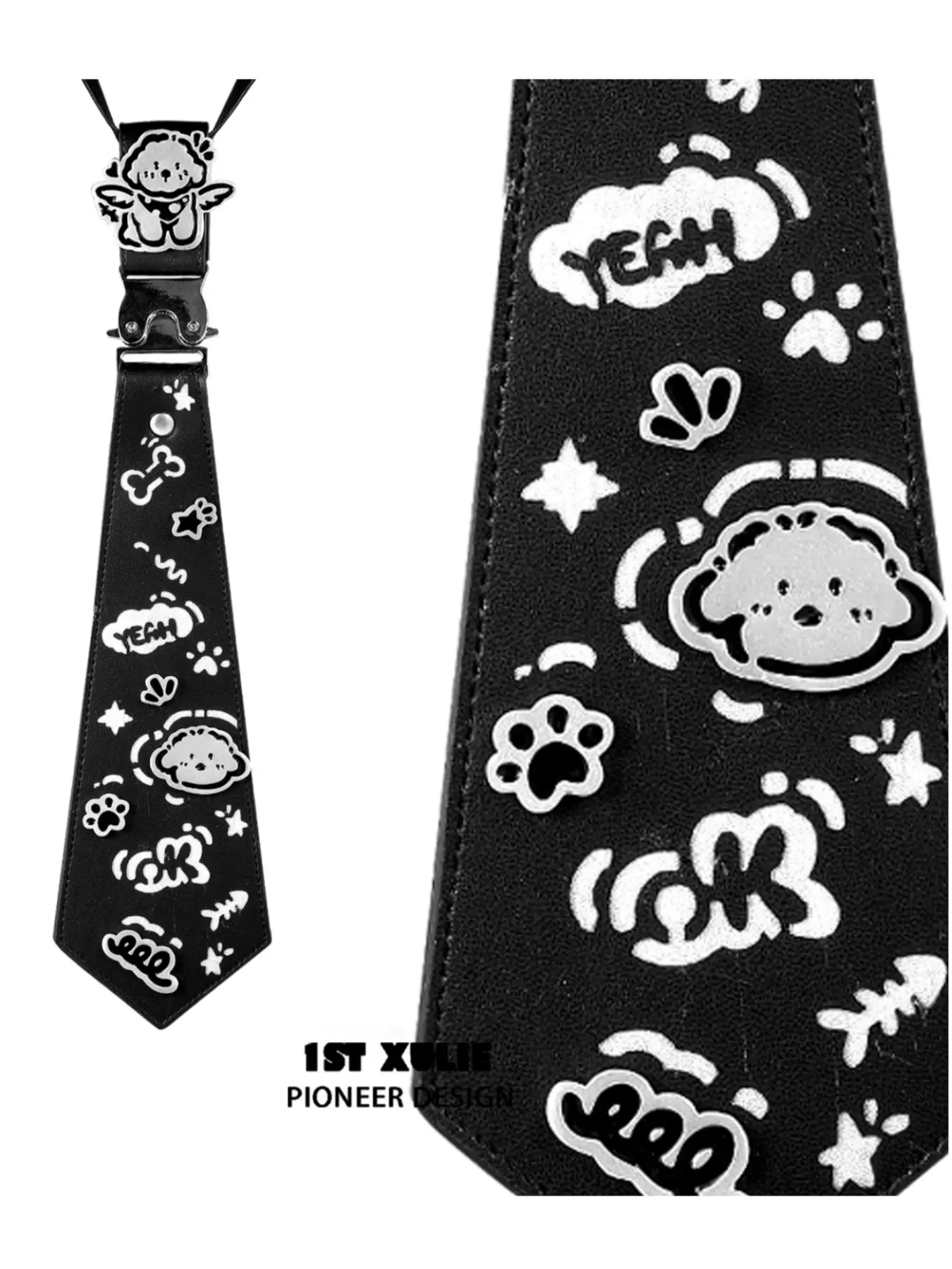 Graffiti Puppy Ultra Fiber Leather Tie™ - Stylish & Durable Men's Fashion Accessory for Work, Weddings & Formal Events