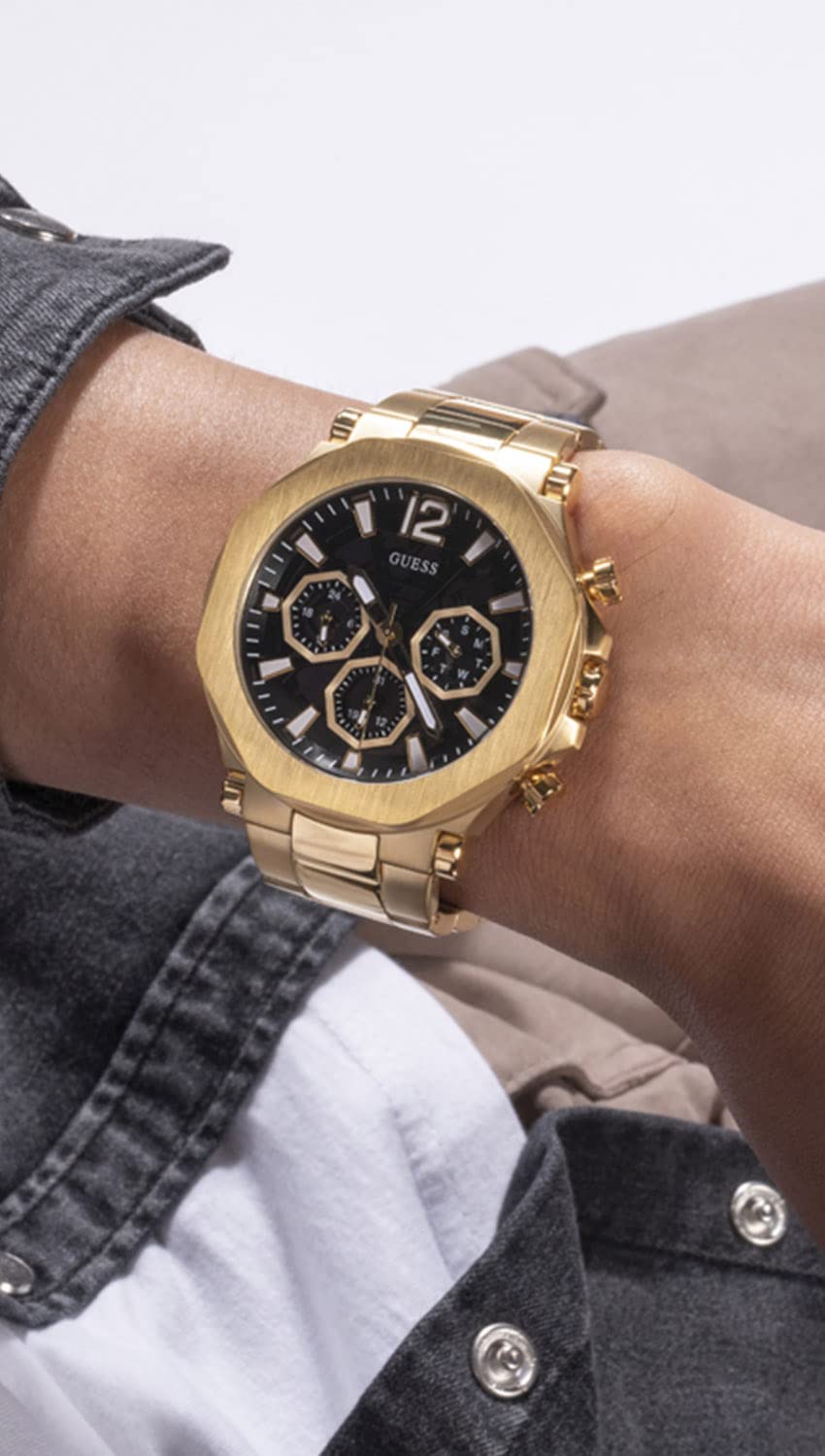 GUESS Men's 46mm Stainless Steel Chronograph Watch with Date Window - Water Resistant, Casual & Dress Style for Business, Office & Everyday Wear